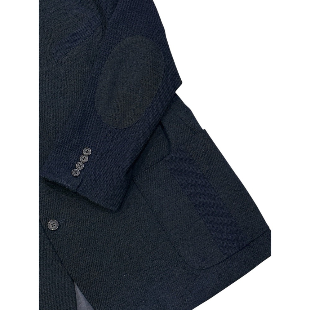 Blu Martini Mens Blazer  4XL Navy Blue Corduroy Waffle Collar Sleeves‎ Patch